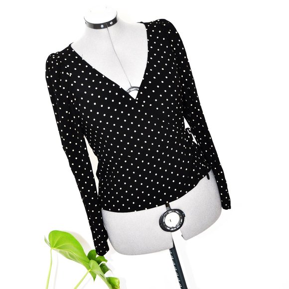 Mango polka-dot wrap blouse - Picture 4 of 13